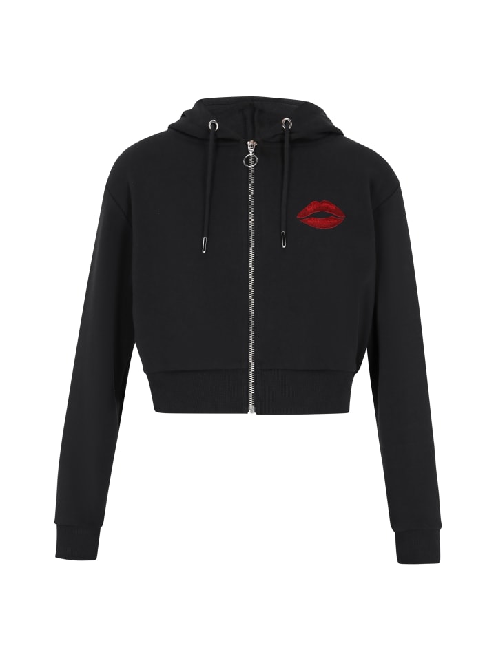 

Женская толстовка с капюшоном черного цвета myMo ROCKS