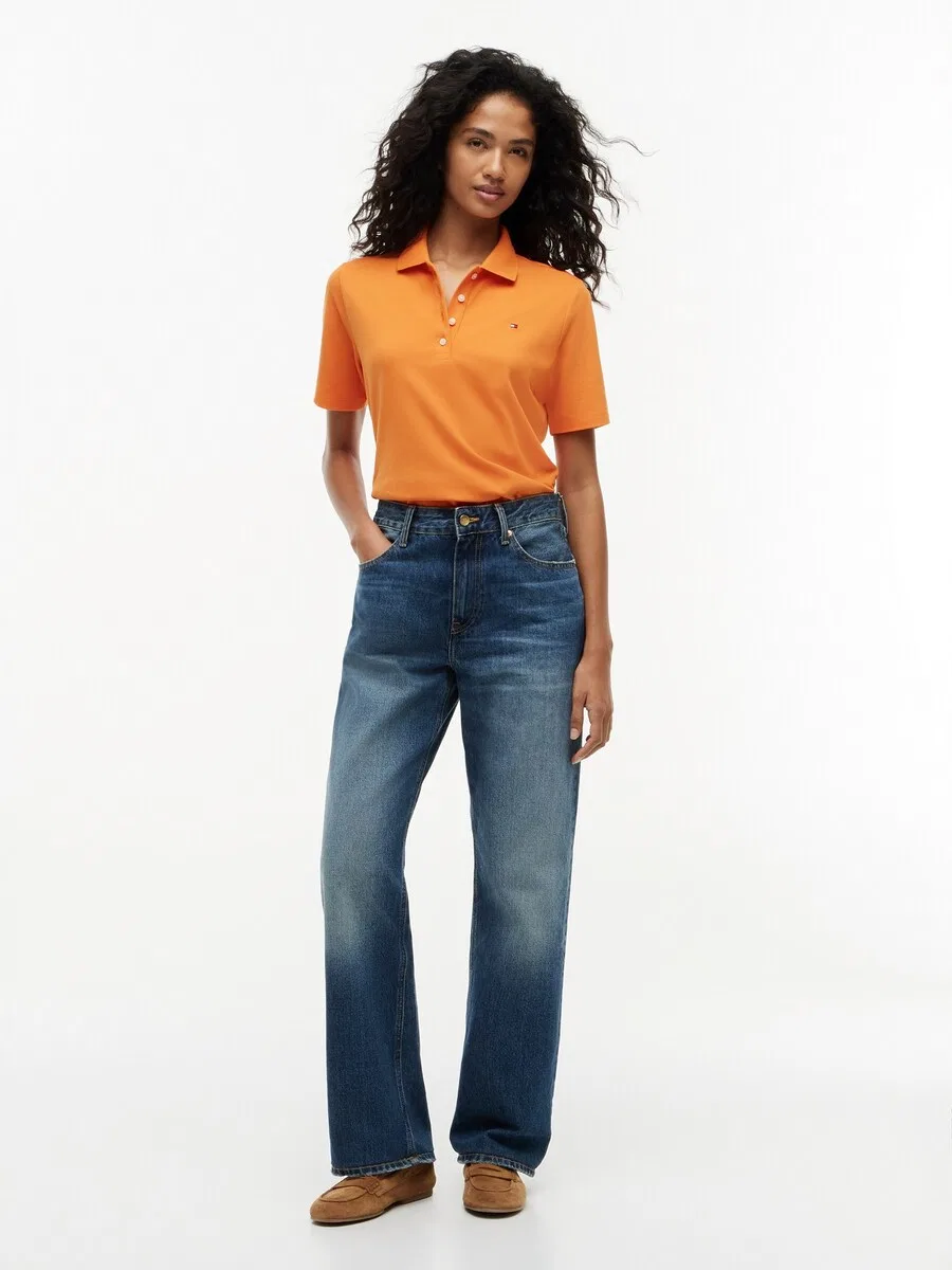Футболка TOMMY HILFIGER '1985 Regular Fit' темно-оранжевого цвета — фото 4
