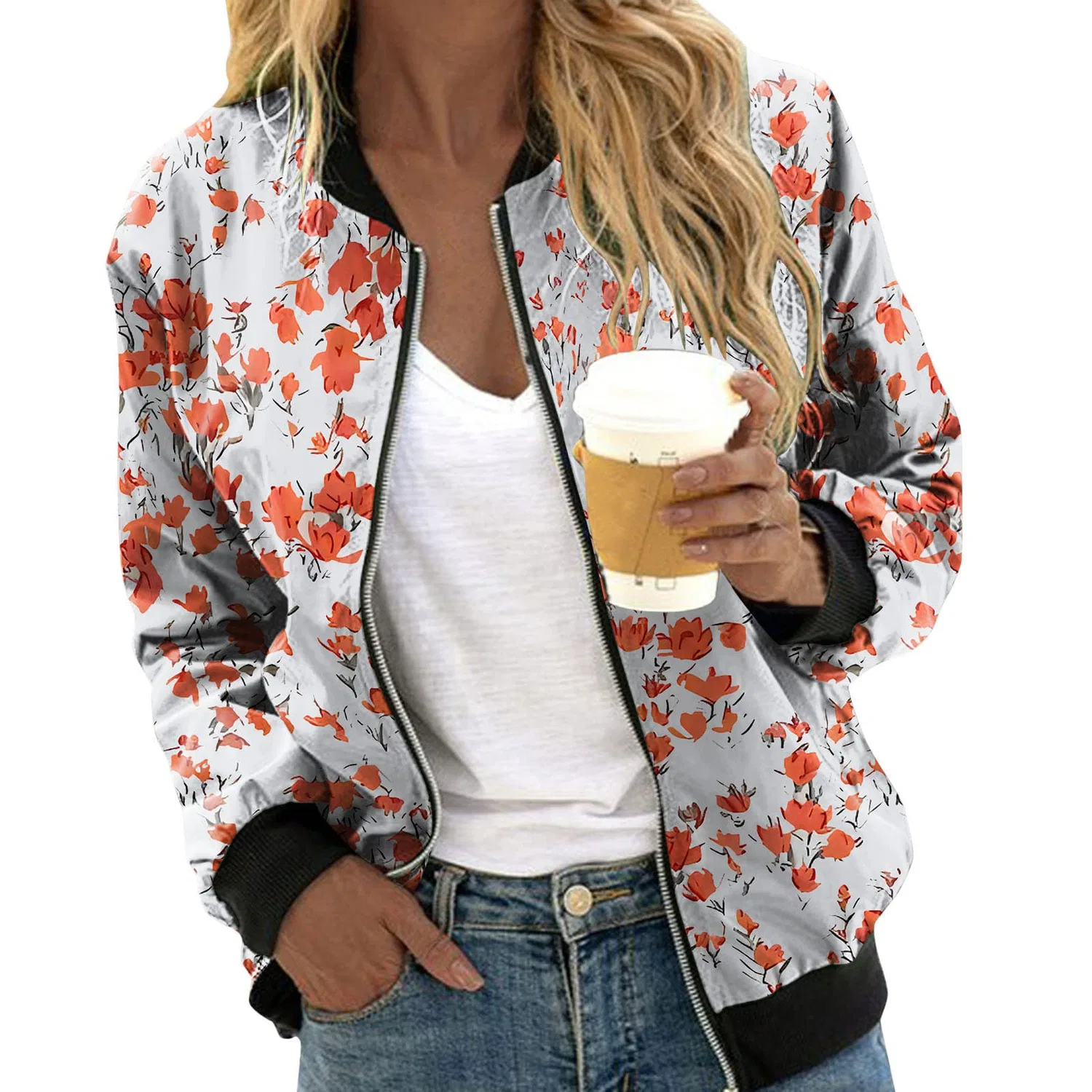 Женская куртка-бомбер с молнией Casual College Blouson, Anguria Rossa