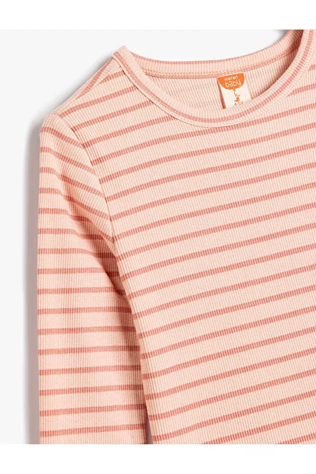 Детское для девочек футболка с длинным рукавом Koton, Pink Striped — фото 3