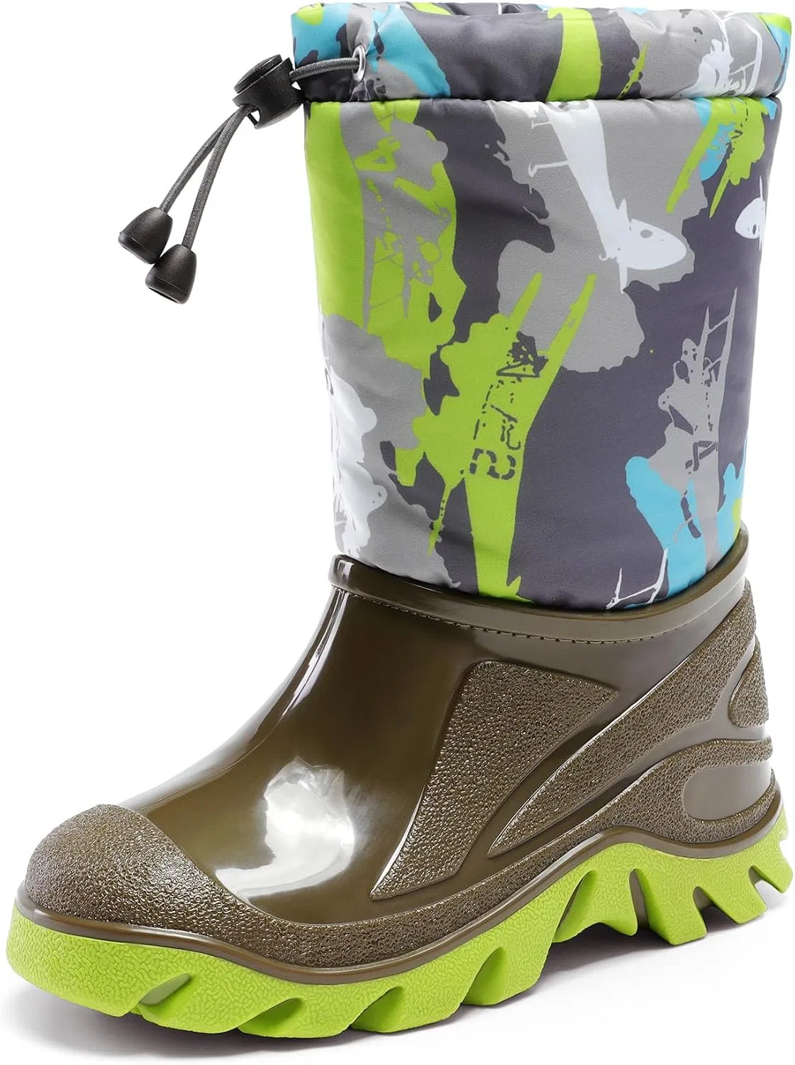 Детские зимние ботинки для мальчиков с защитой от влаги DREAM PAIRS, Gray/Green