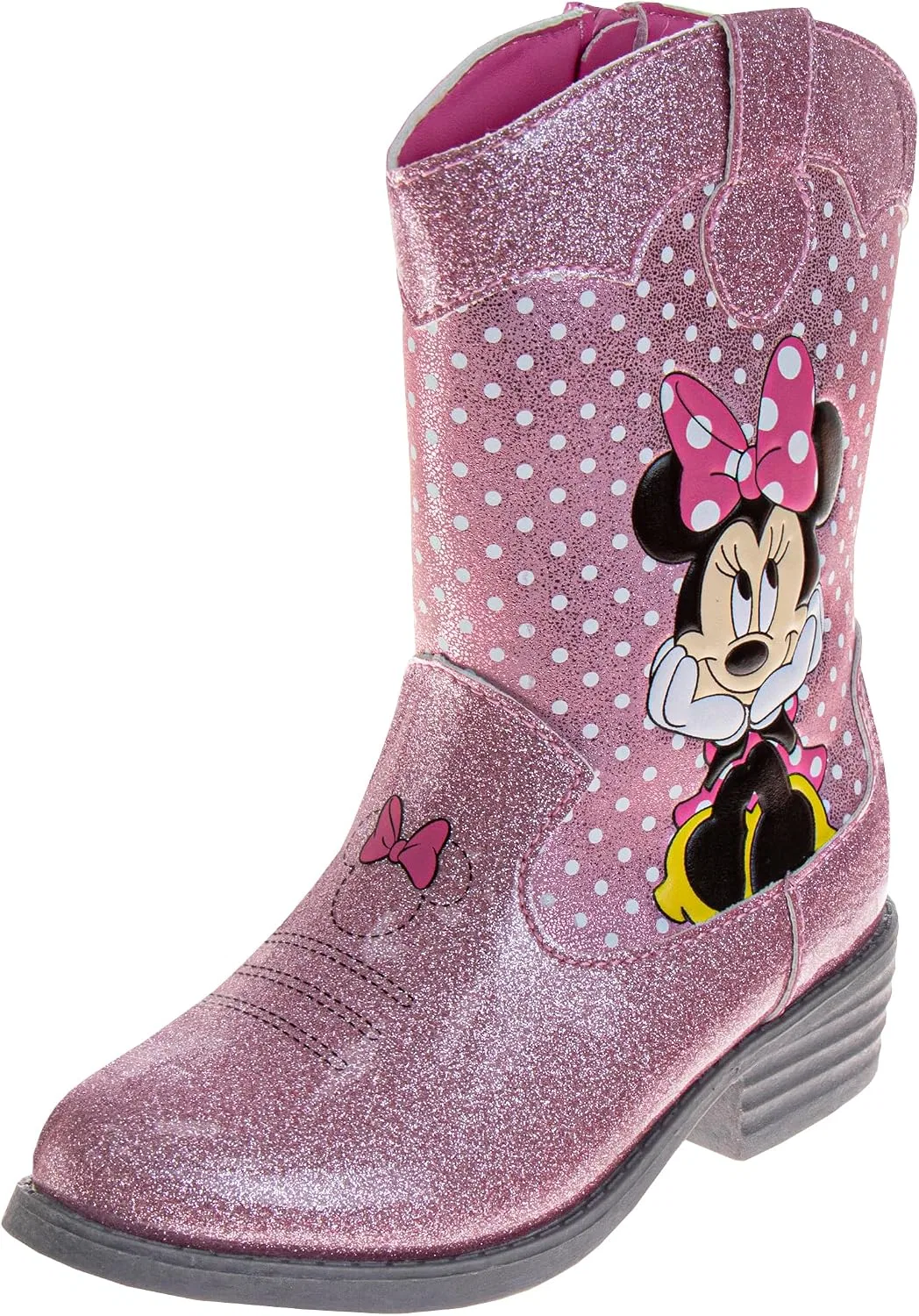 Детские сапоги-ковбойки с принтом Minnie Mouse Cowgirl Western Boots Disney, Pink Glitter