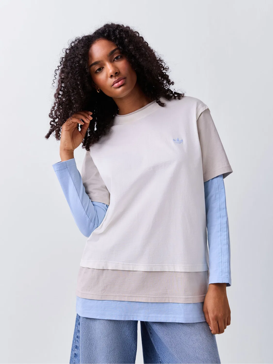 Футболка с длинным рукавом, свободная, adidas Originals, белый