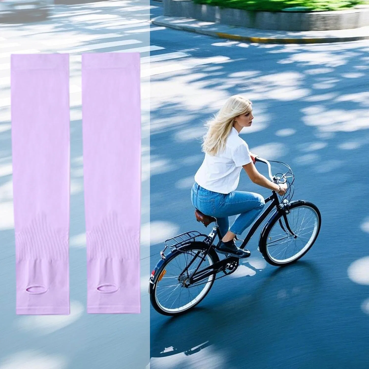 Нарукавники для защиты от солнца, дышащие, UV, 36 см, Purple Générique — фото 3