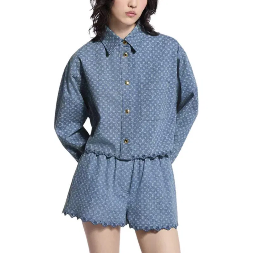 Женская рубашка с монограммой, свободный крой, Louis Vuitton, Blue — фото 4