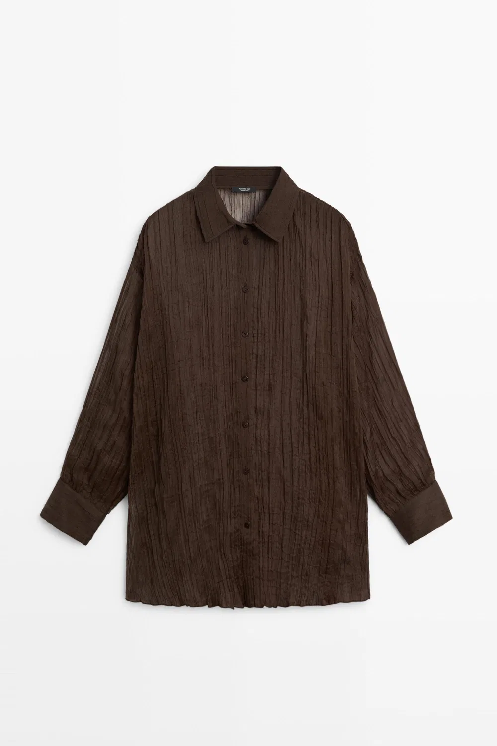 Рубашка Massimo Dutti Total Look Pleated, коричневый — фото 2