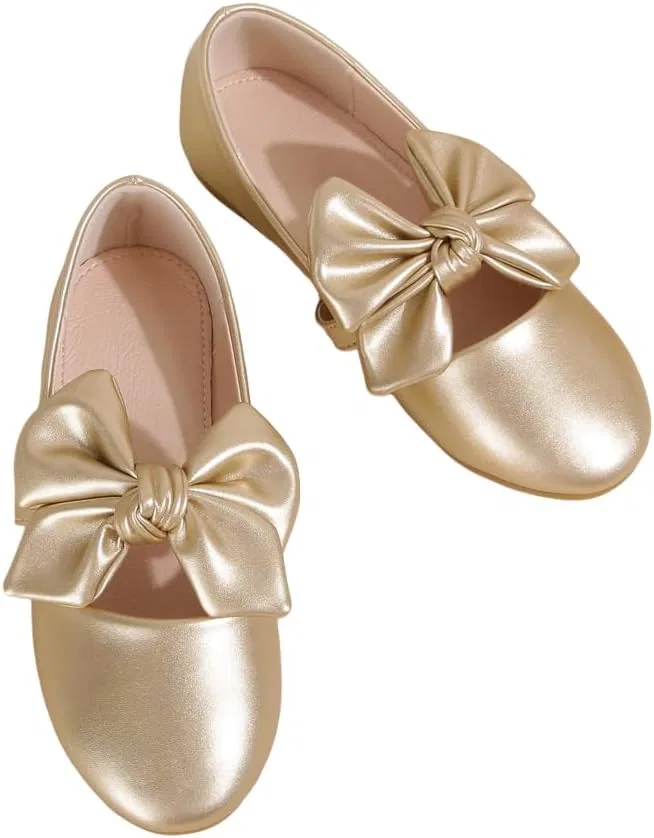 Детские балетки для девочек с бантом Mary Jane Ballet Flats JGKDTX, Golden