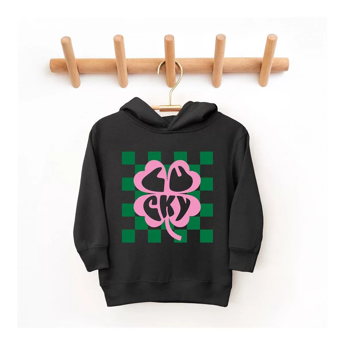 Детское худи с принтом Lucky Clover Checkered The Juniper Shop, Black