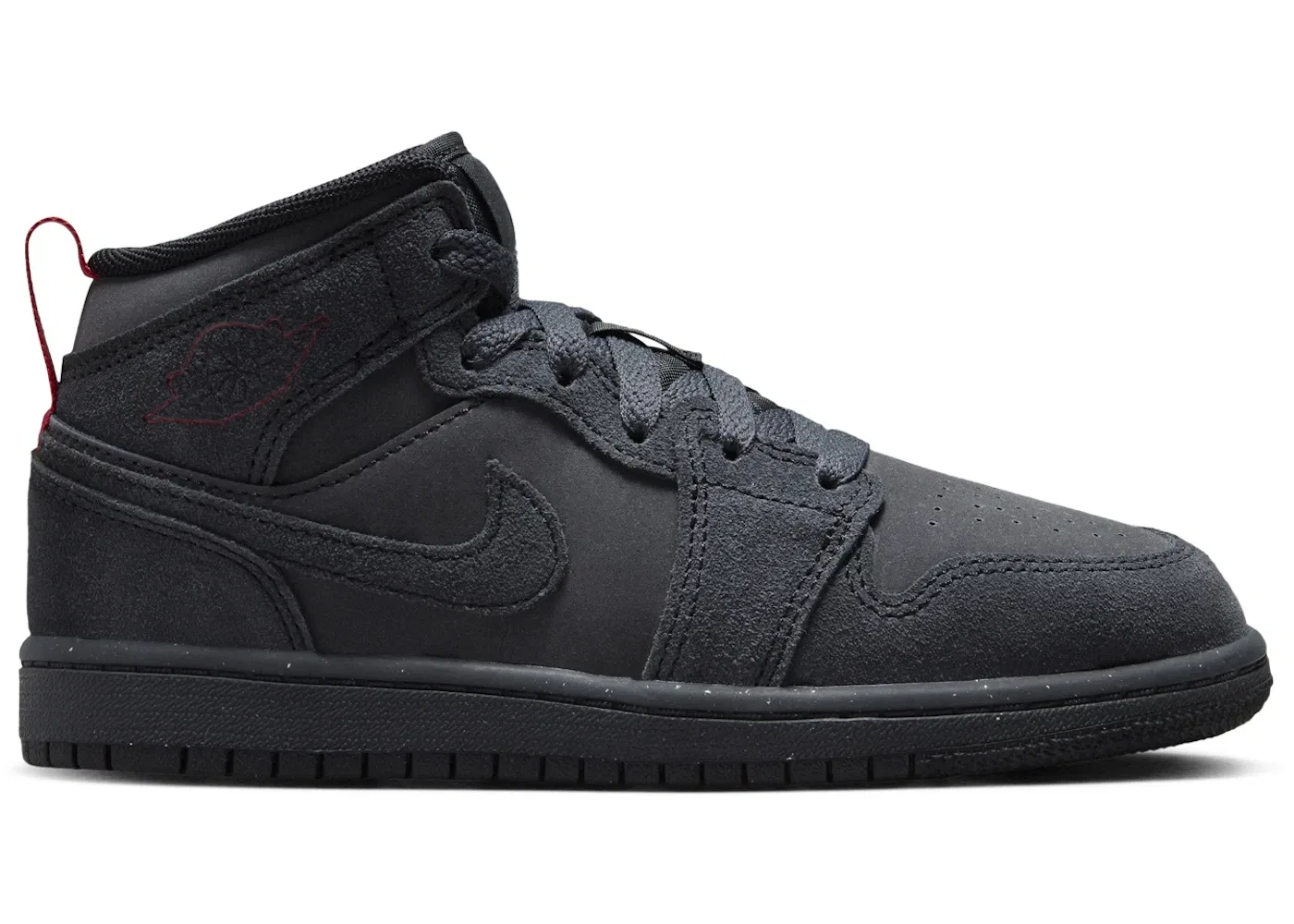 Детские кроссовки с высоким берцем Jordan 1 Mid SE Craft Jordan, Dark Smoke Grey/Varsity Red/Black