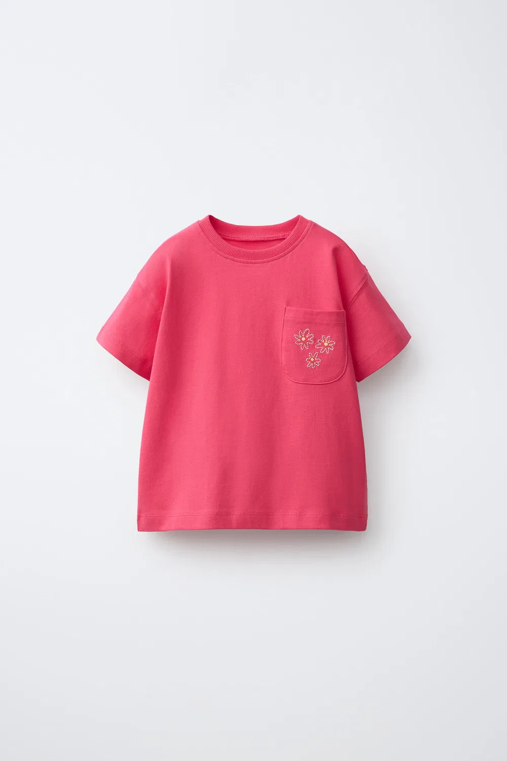 Футболка с вышитым карманом ZARA, Red