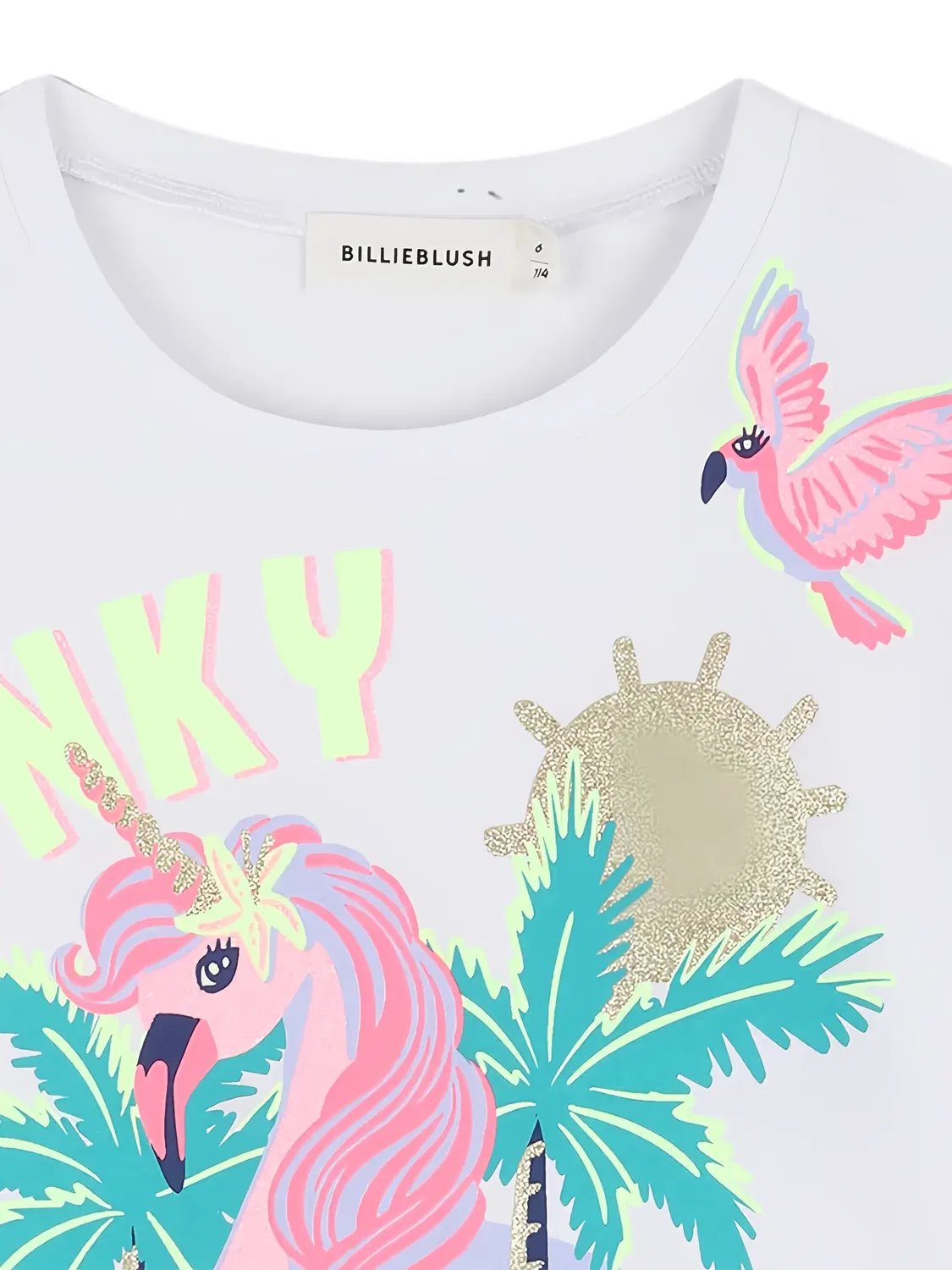 Футболка с графичным принтом и блестками Billieblush, белый — фото 3