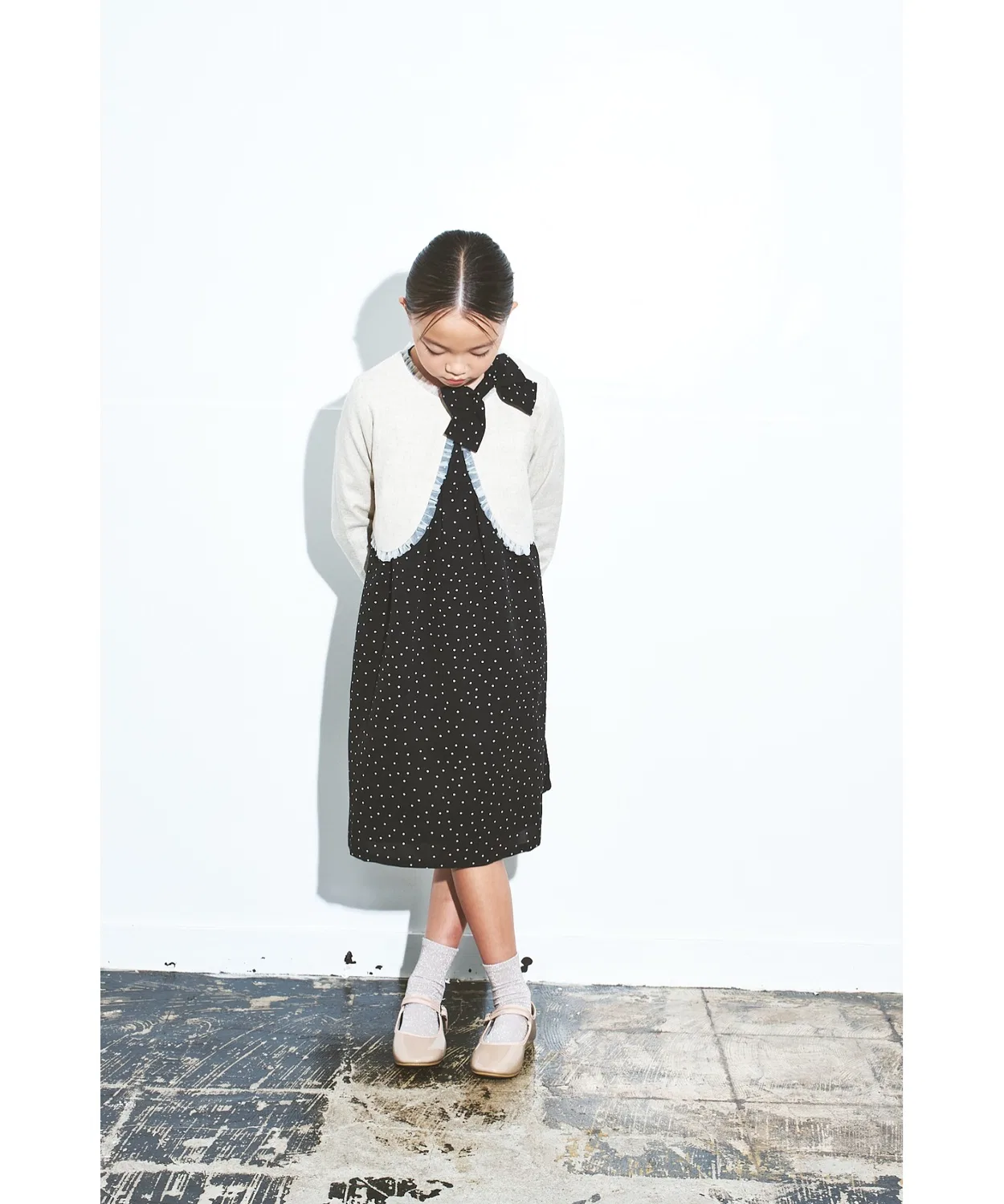 Детское платье из шифона с точками, с длинным рукавом модель Chiffon Dot, maarook, White — фото 4