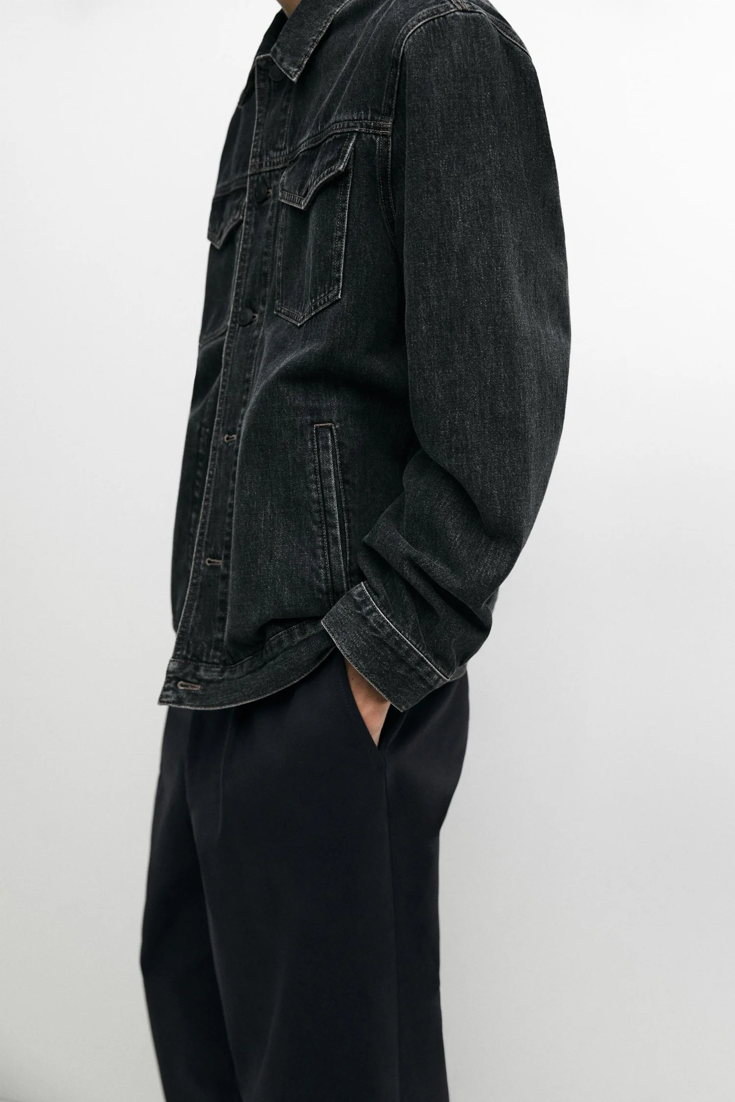 Джинсовая куртка Massimo Dutti Regular Fit Cotton, темно-синий — фото 4