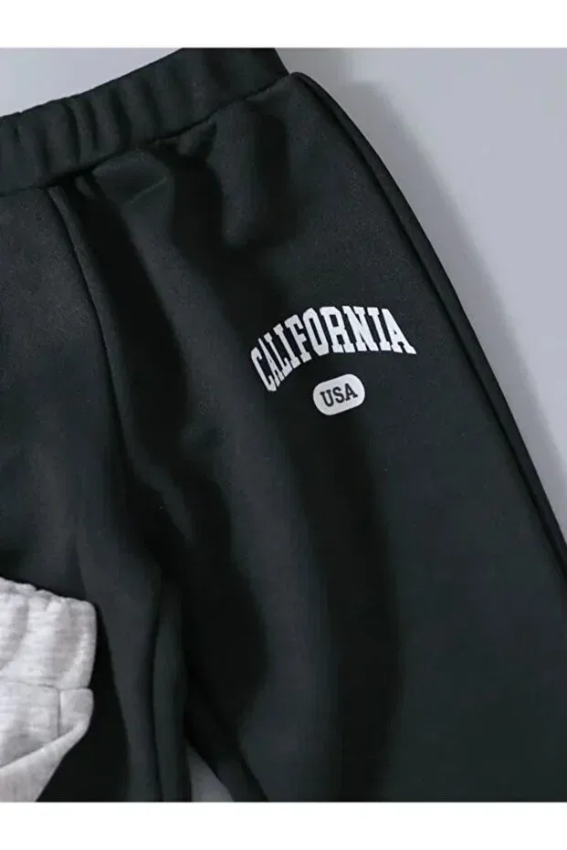 Детские спортивные штаны для девочек с принтом 3-шт Sportswear Machetta, Black White Grey — фото 4