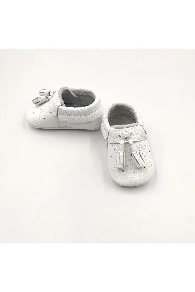 Детские лоферы для мальчиков с кисточками Bebekstar, White