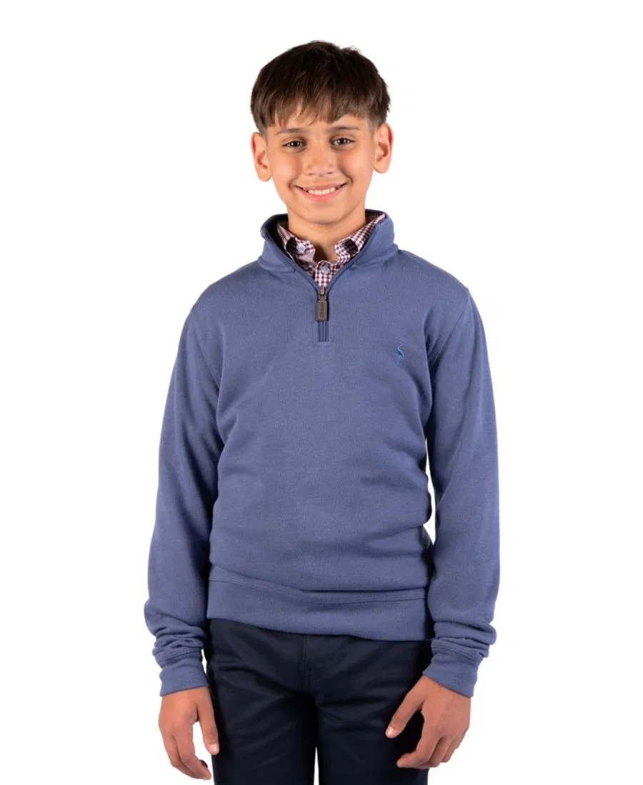 Свитшот с воротником-стойкой и четверть-молнией French Rib Quarter Zip Tailorbyrd, Gray Blue