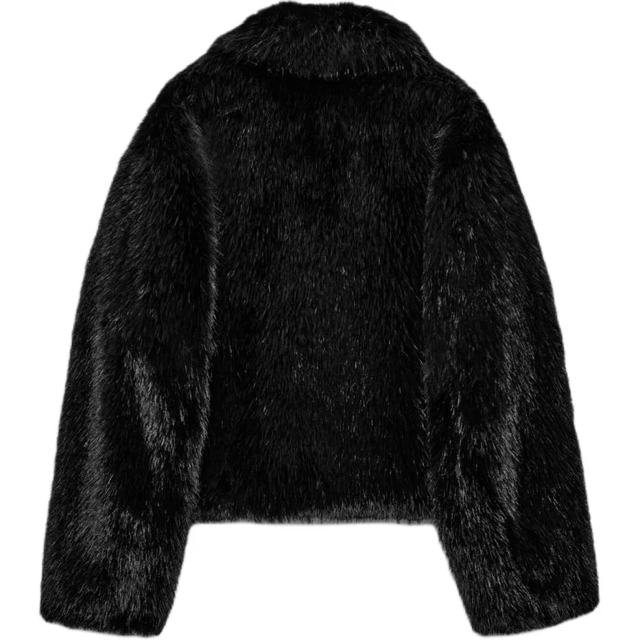Женская вельветовая куртка с лацканами Black ZARA, Черный — фото 3