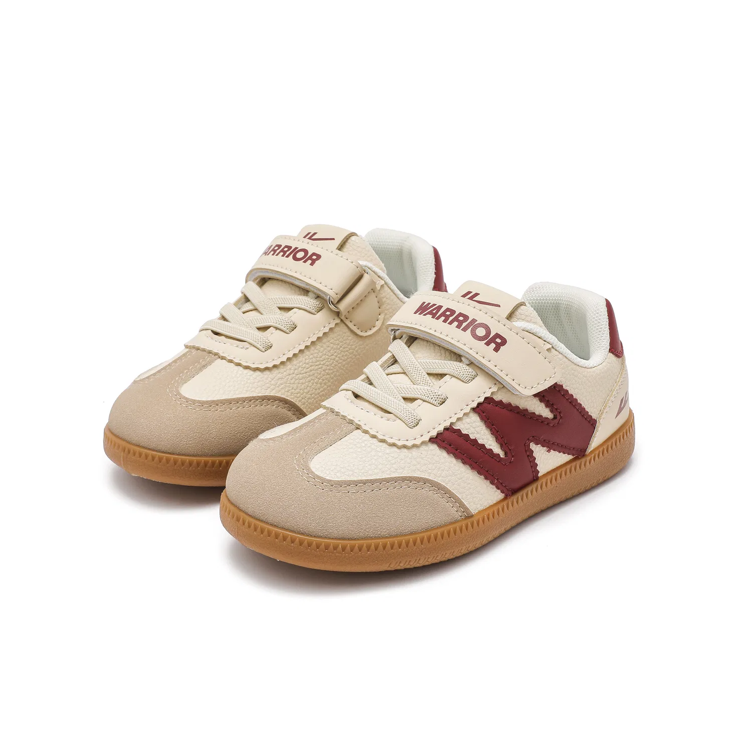 Детские кеды для девочек из синтетической кожи Dark Beige/Burgundy WARRIOR — фото 4