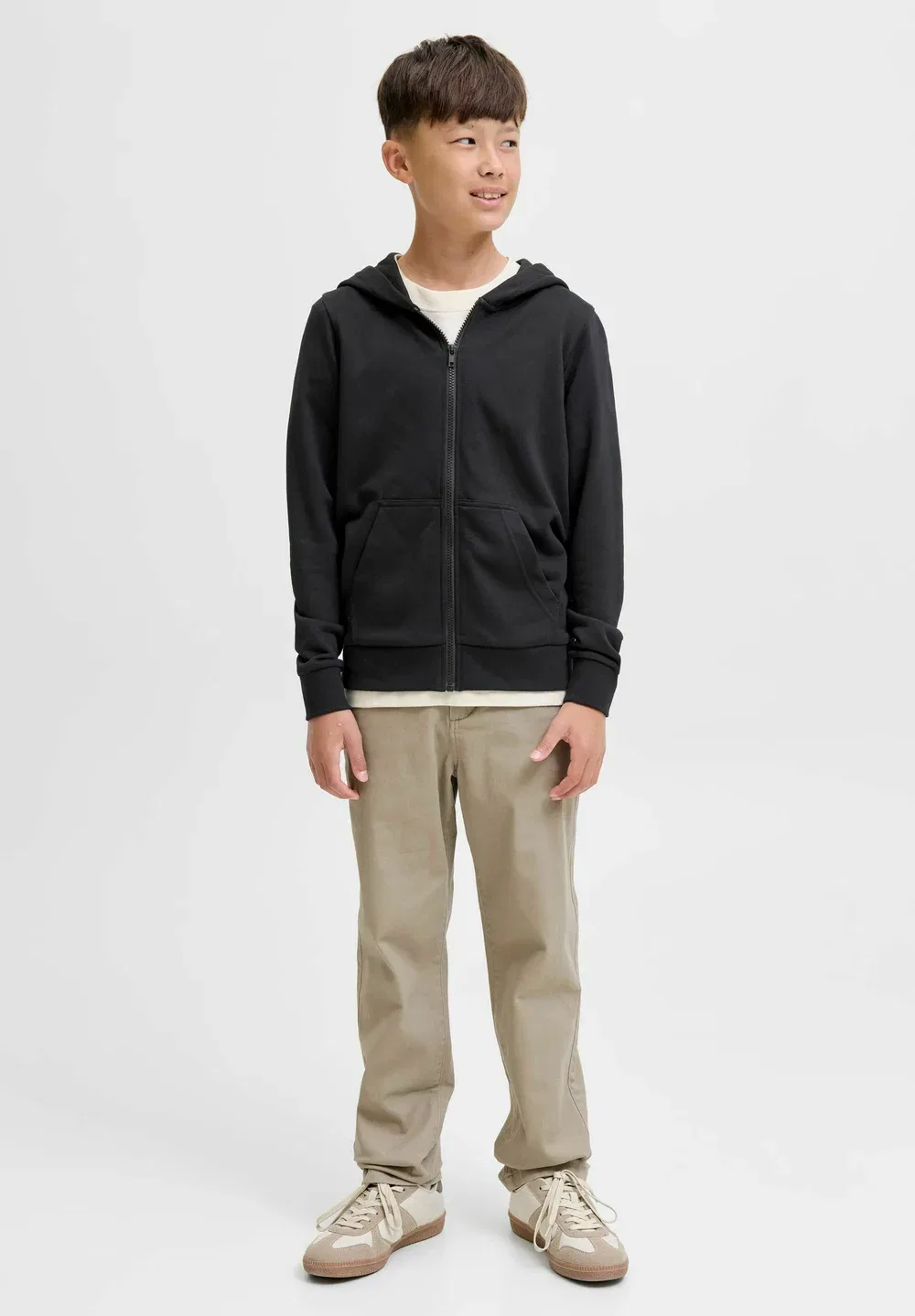 Толстовка на молнии, однотонная, для подростков Jack & Jones Junior, Black