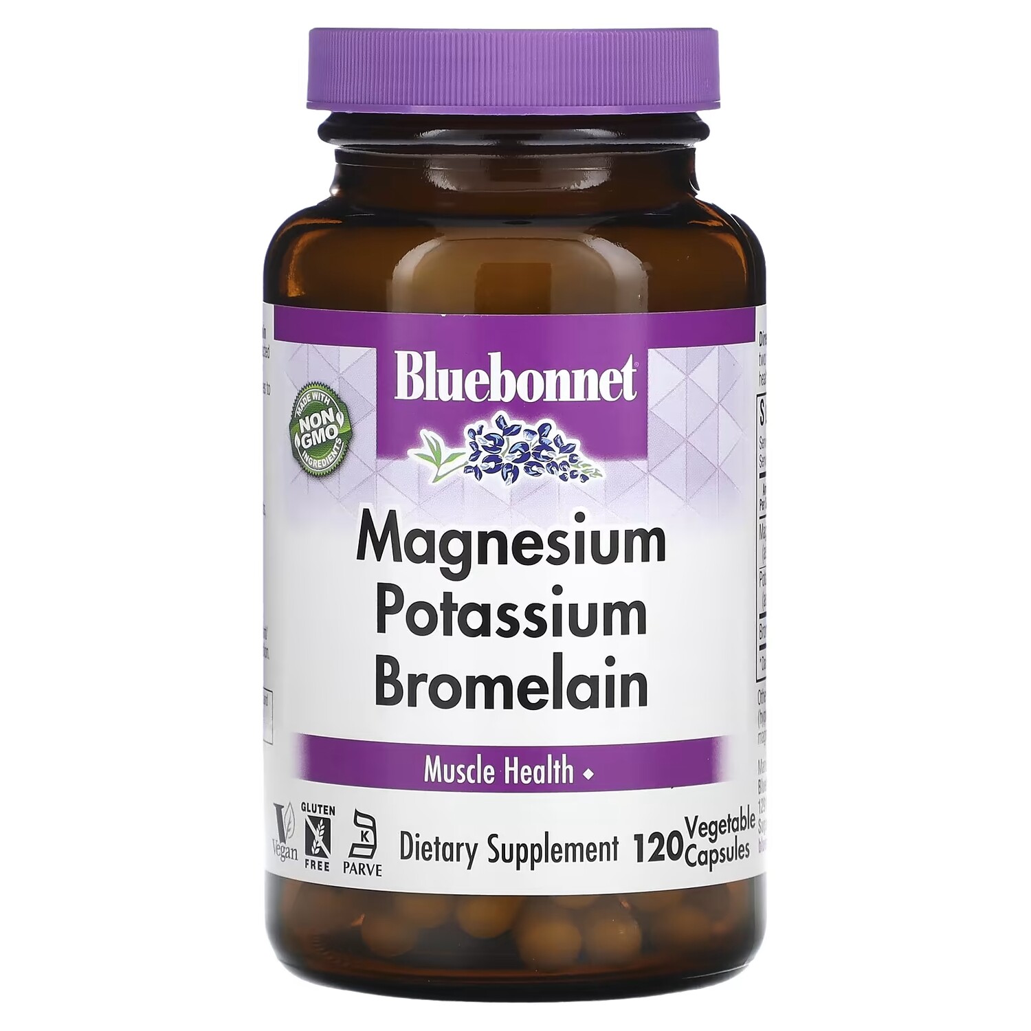 

Bluebonnet Nutrition Калий Магний плюс бромелайн, 120 овощных капсул