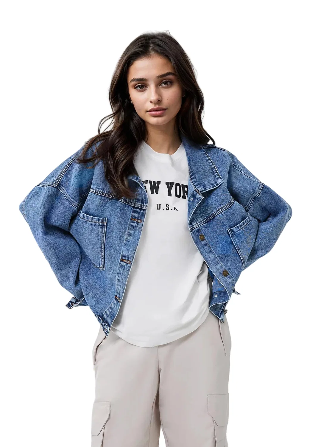 Женская джинсовая куртка slim, Blu