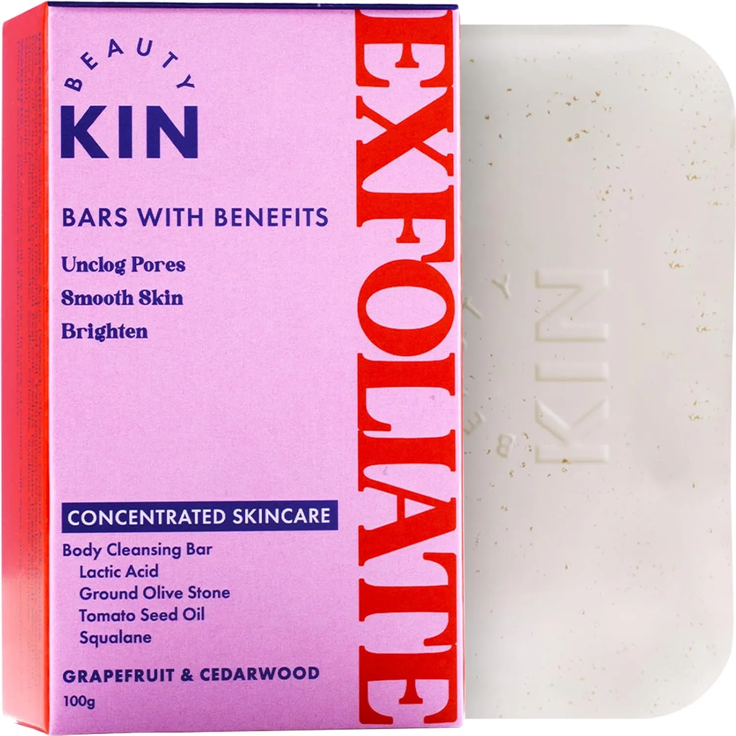 Скраб-мыло Body Bar для тела с молочной кислотой, The Beauty Kin, 150 г, Грейпфрут