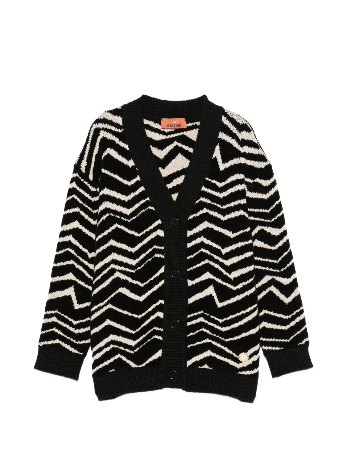 Кардиган с узором зигзаг Missoni Kids, черный