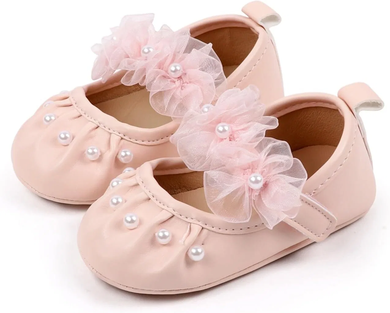 Детские туфли Мэри Джейн для девочек с жемчужным цветком YINNAGOO, Pink
