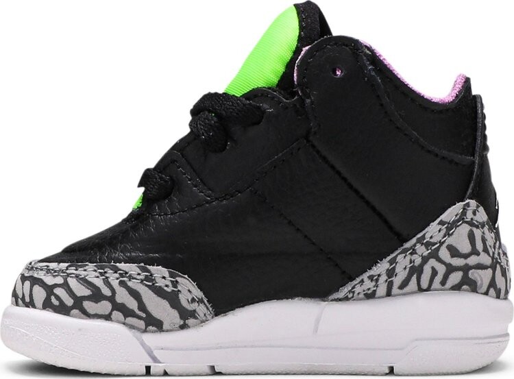 Кроссовки Air Jordan 3 Retro TD Electric Green, черный — фото 3