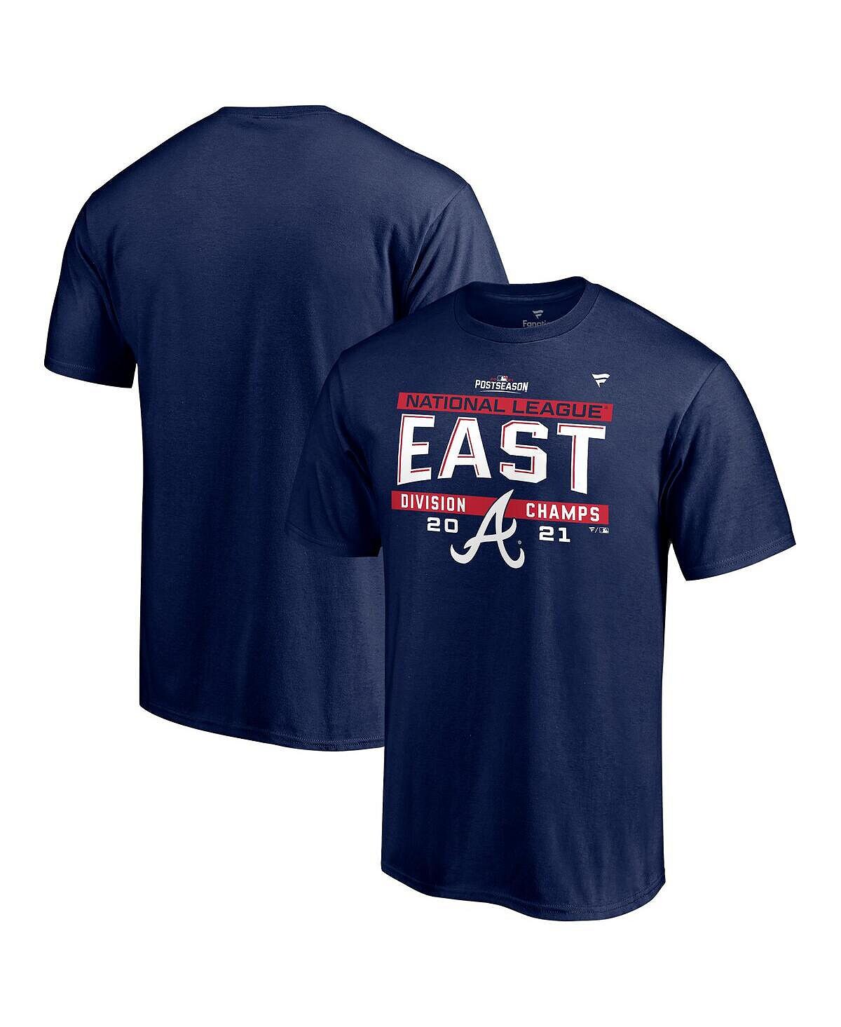 

Мужская фирменная темно-синяя футболка atlanta braves 2021 nl east division champions в раздевалке Fanatics, синий