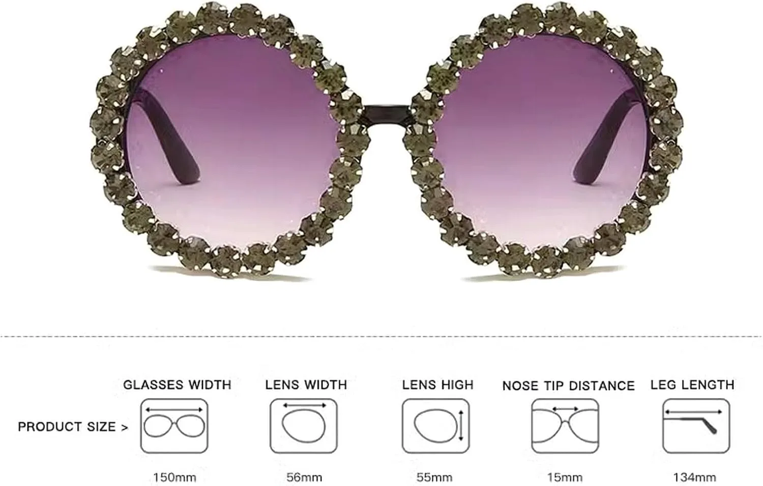 

Laureles Fashion — большие солнцезащитные очки со стразами для женщин, винтажные круглые солнцезащитные очки с бриллиантами и кристаллами для мужчин, Black-black