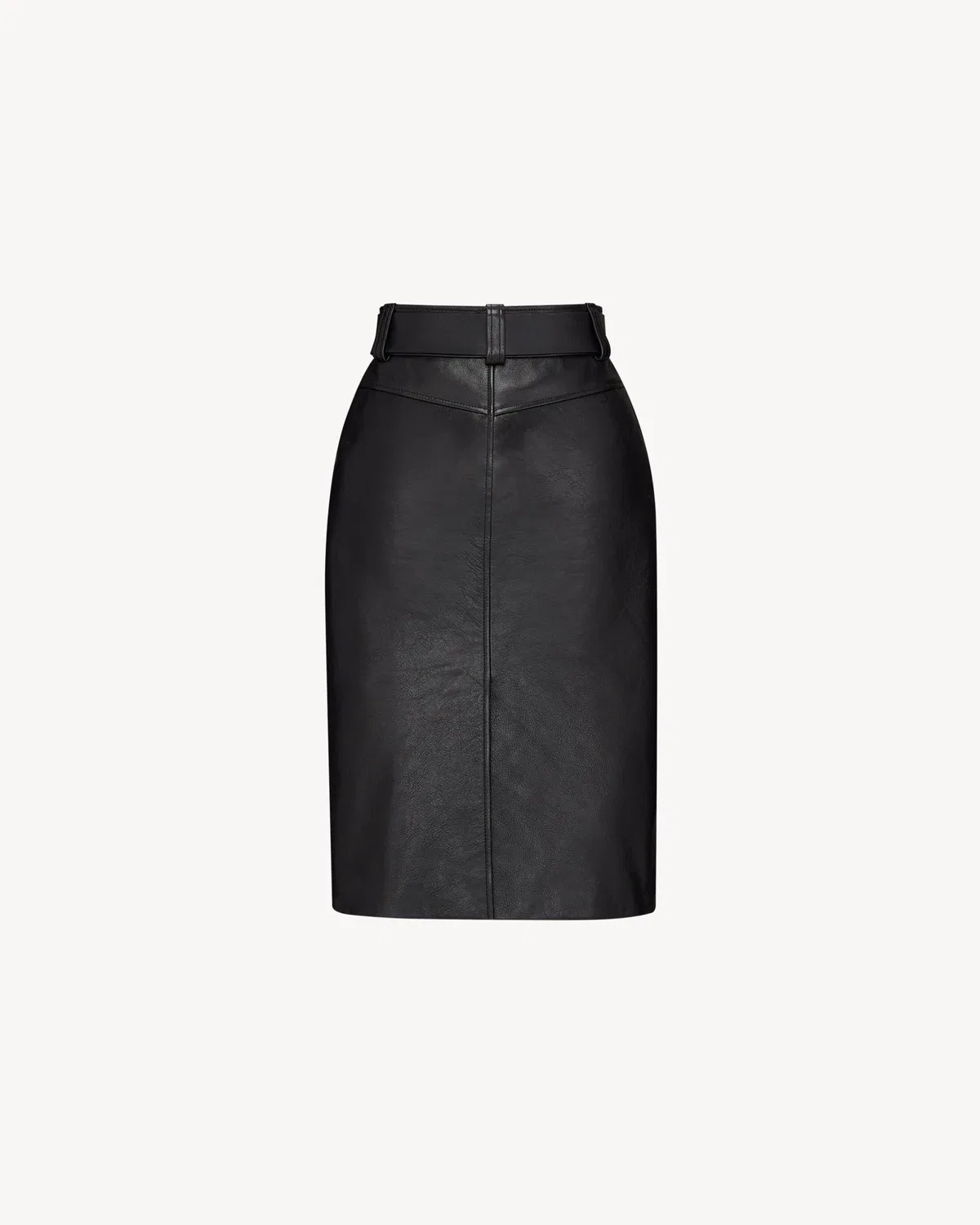 Юбка-карандаш с поясом из фактурной кожи SAINT LAURENT, черный — фото 3