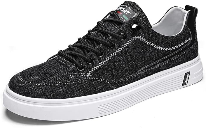 

Мужские повседневные кеды из холщовой ткани, низкие кроссовки на шнуровке, прогулочные кроссовки для мужчин, подходят для улицы или вождения, всесезонные кроссовки для скейтборда Hhhchpm, черный