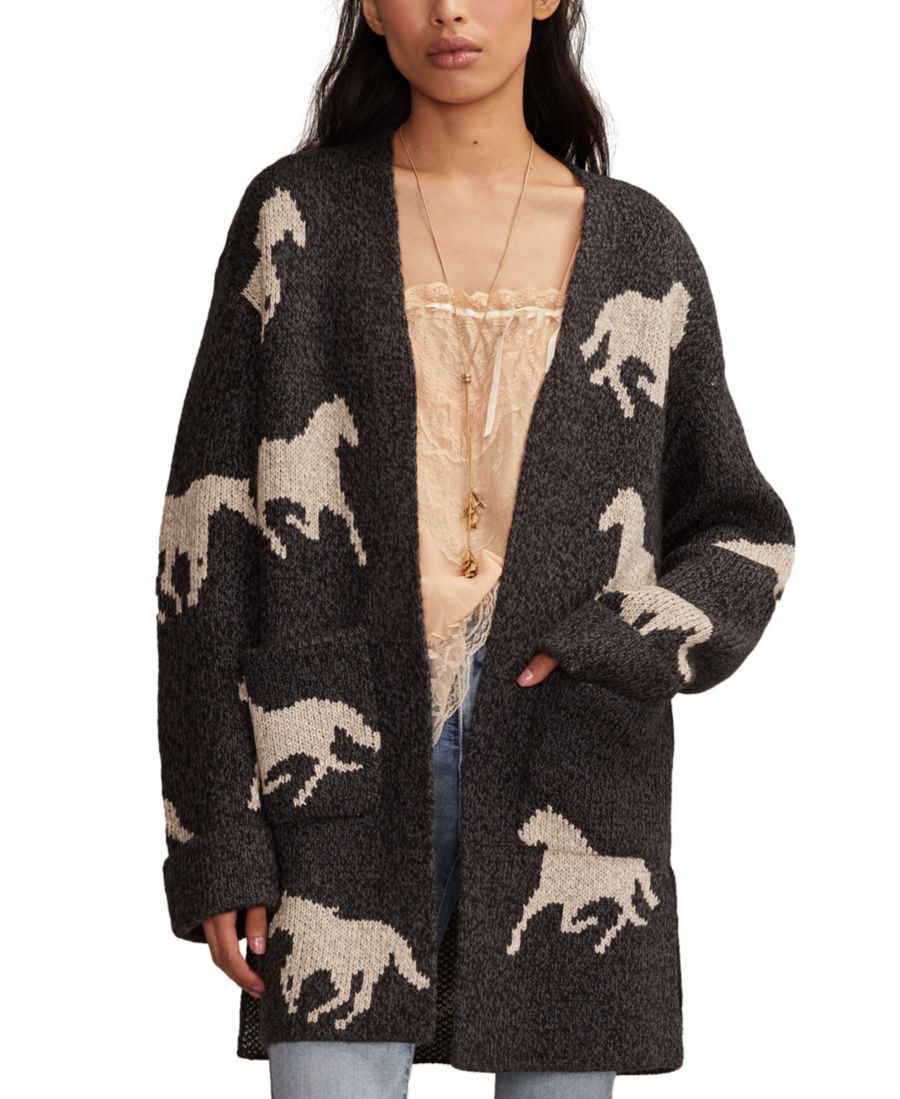 

Женский кардиган с V-образным вырезом и изображением лошади Lucky Brand, Caviar Multi