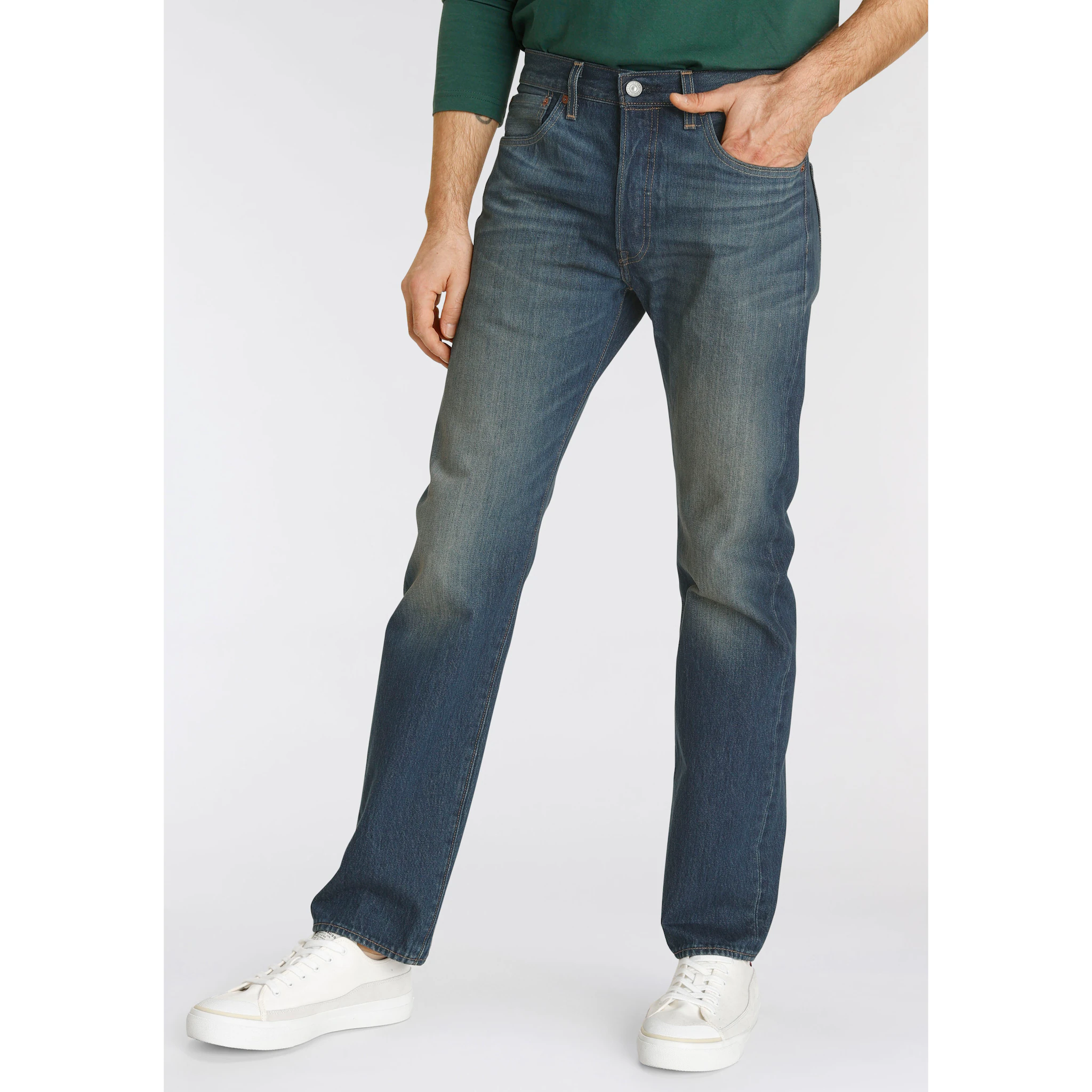 

Прямые джинсы Levi's "501 LEVI'S ORIGINAL", с фирменной этикеткой, цвет Med Indigo