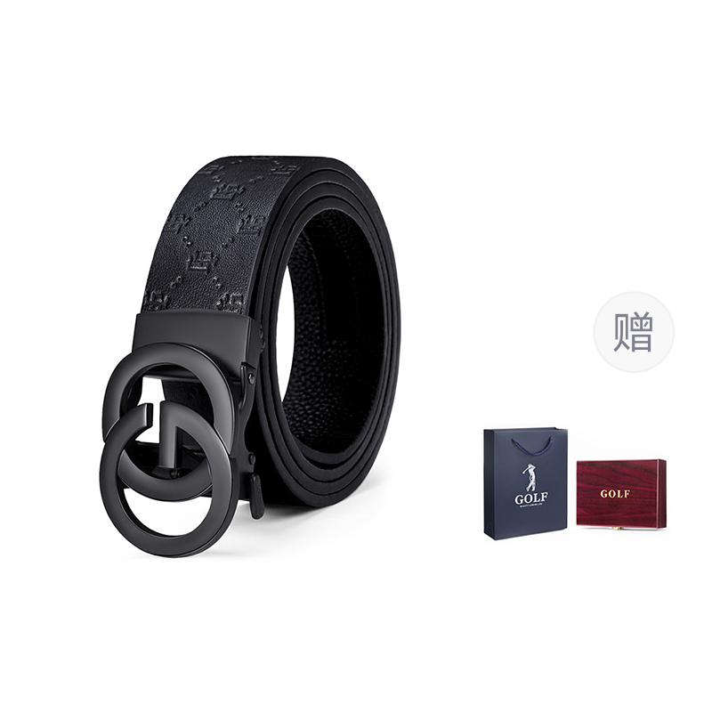

GOLF Ремень из натуральной кожи с автоматической пряжкой, Mist Black Style 2 (High-End Wooden Box Pack)