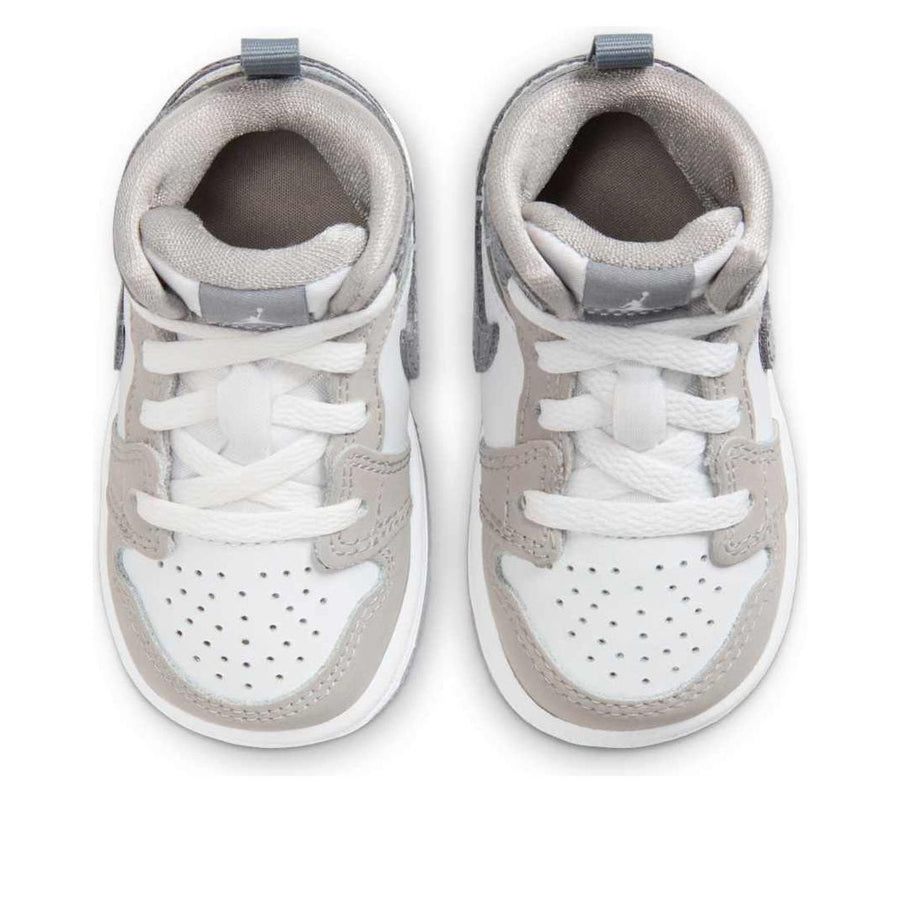 Кроссовки (TD) Air Jordan 1 Mid SE 'White Medium Grey Cool Grey', белый — фото 4