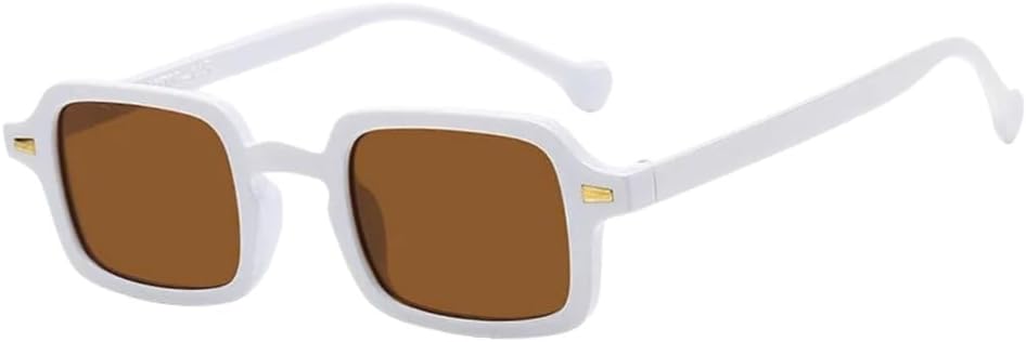 

Модные квадратные солнцезащитные очки для женщин, антибликовые, в стиле ретро, ​​с заклепками, прямоугольные, с защитой от УФ-излучения UV400, спортивные солнцезащитные очки для мужчин UJNHGQ, White Tea