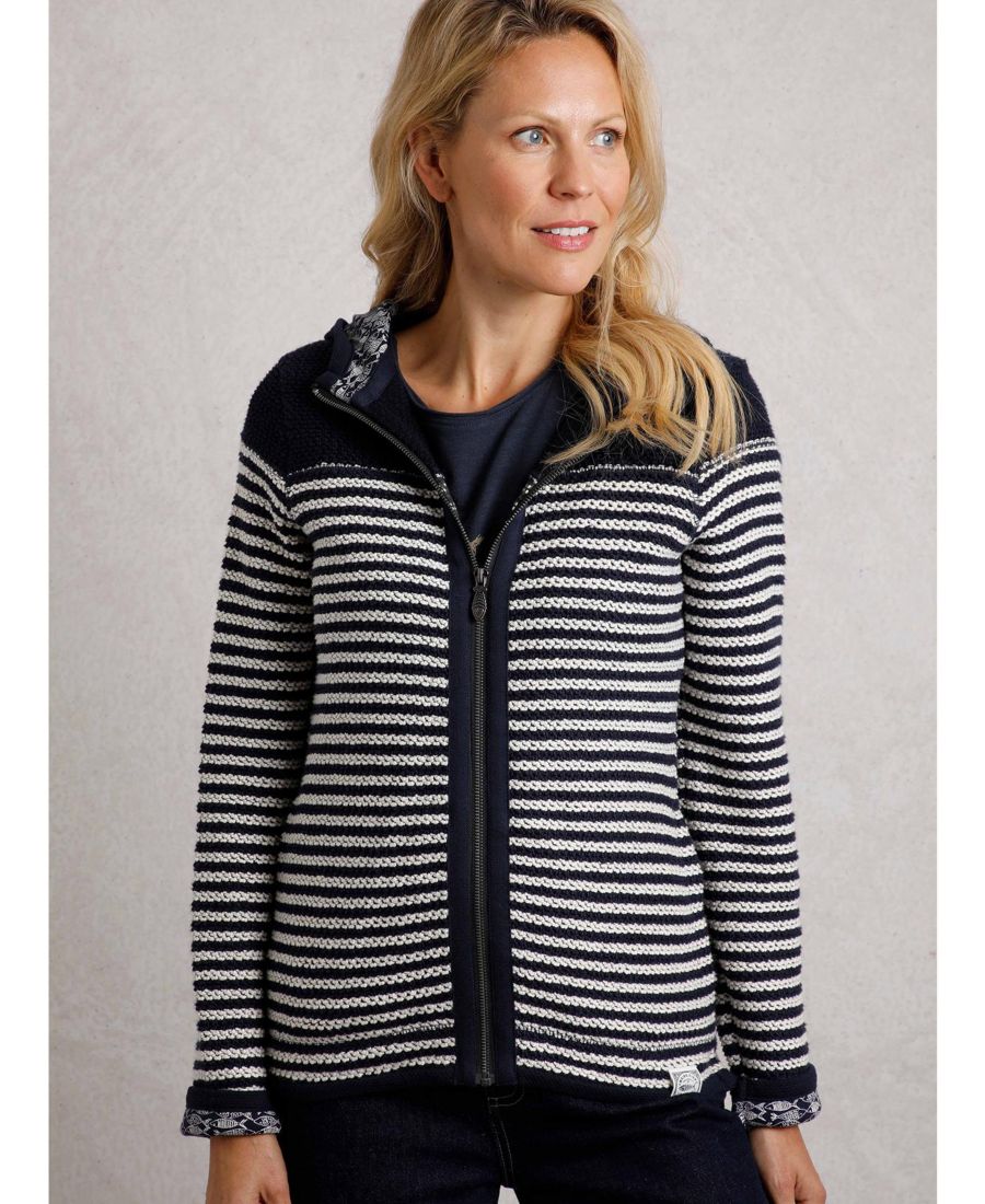 

Женская толстовка Bianca с полной застежкой-молнией и полосатым принтом "Макароны" Weird Fish, Navy