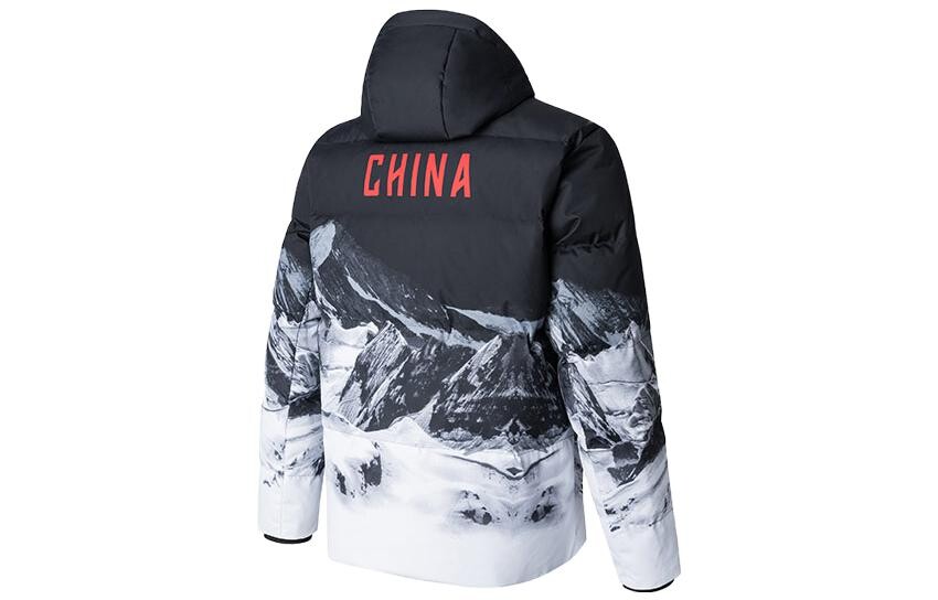 Пуховик мужской белый/полный принт Anta, цвет White/Full Print — фото 2