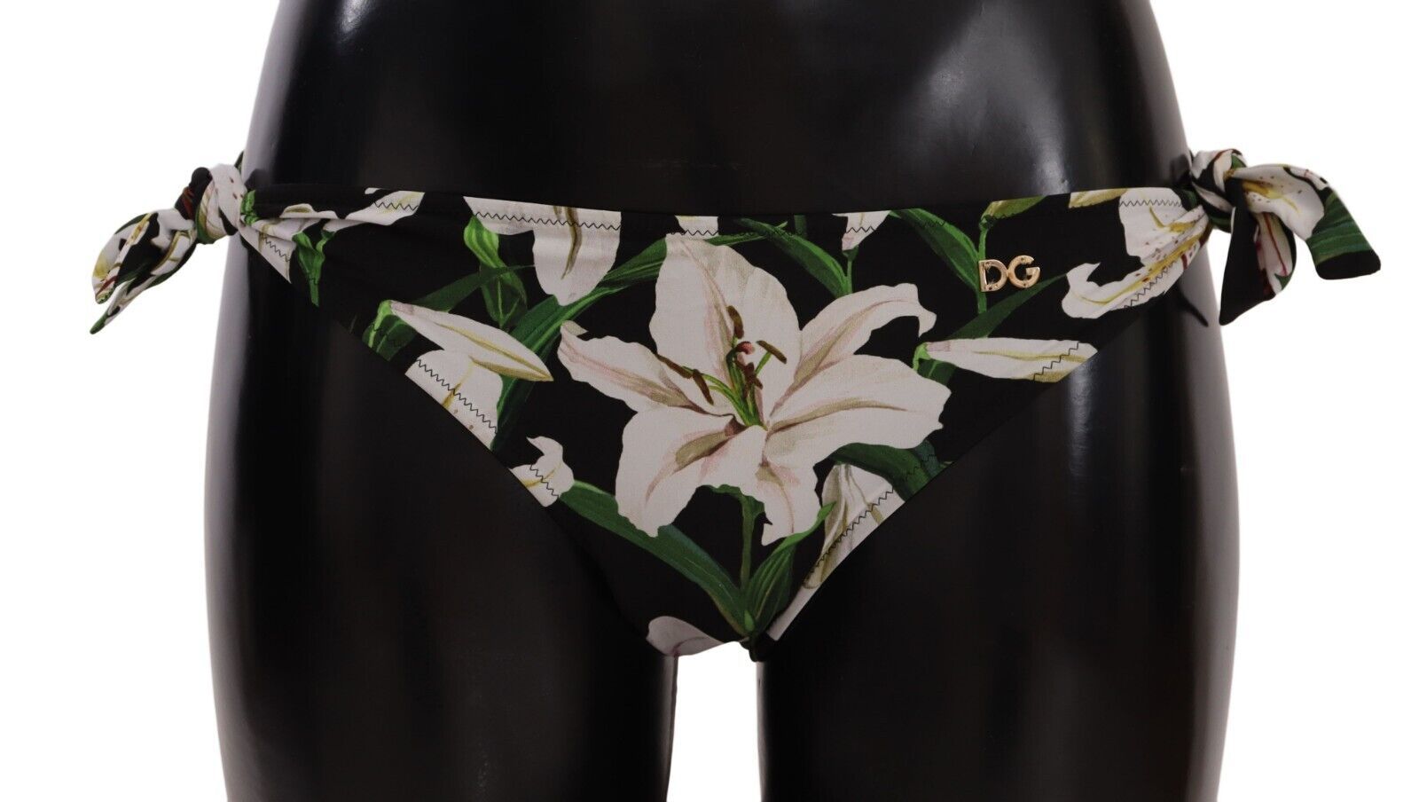 Элегантный плавки бикини с принтом лилий Dolce & Gabbana, черный
