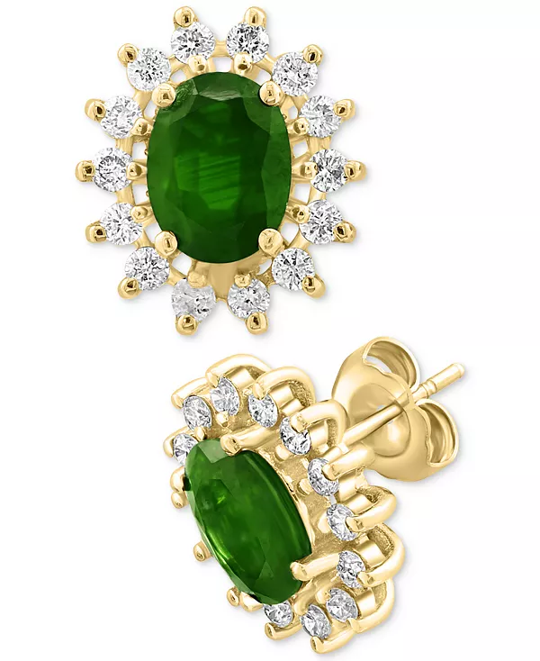 

Серьги-Гвоздики с ореолом из 14-каратного золота с изумрудами (2-1/4 карата) и бриллиантами (5/8 карата) Effy Collection, emerald