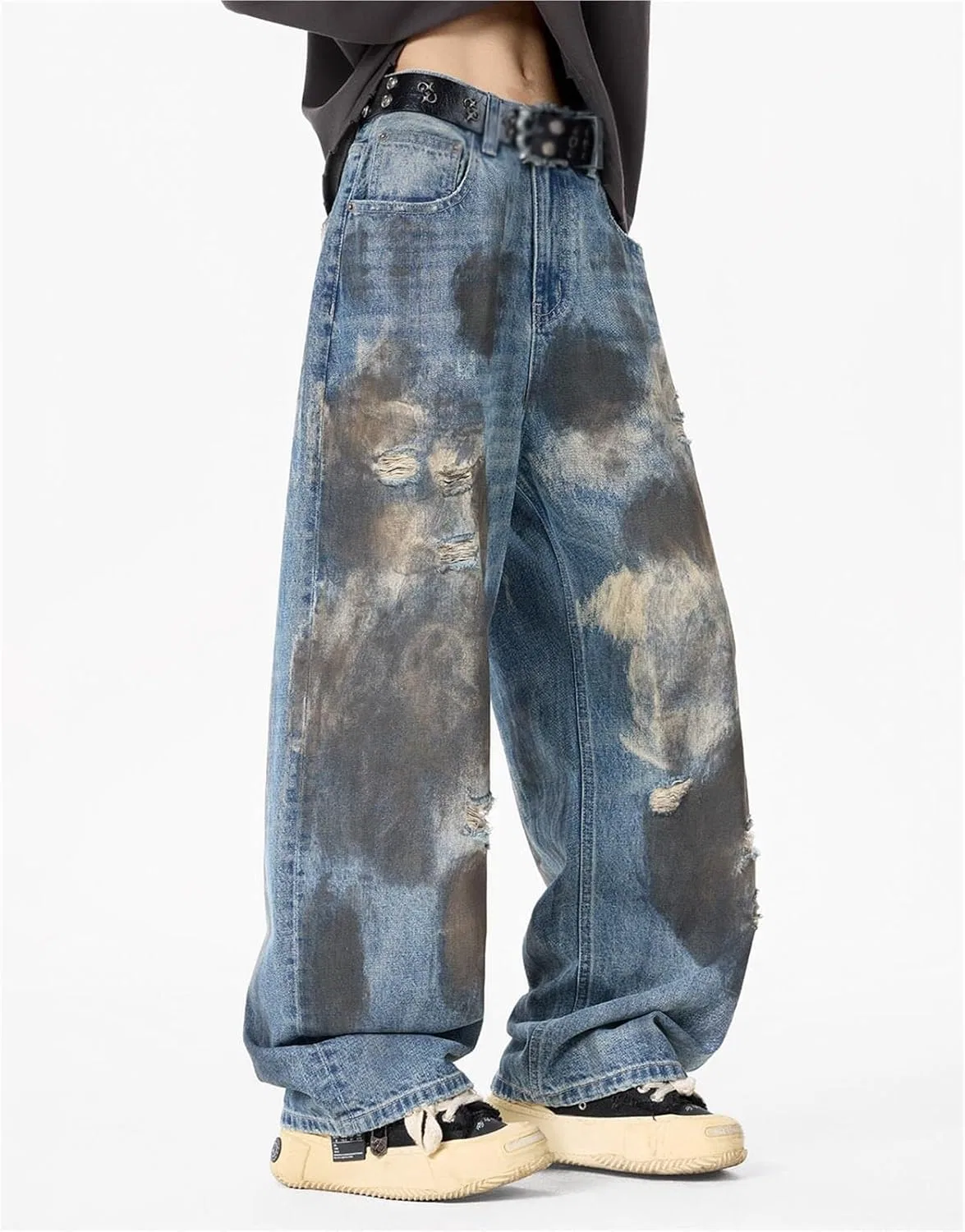 Джинсы свободные Vintage Washed, Синий — фото 4