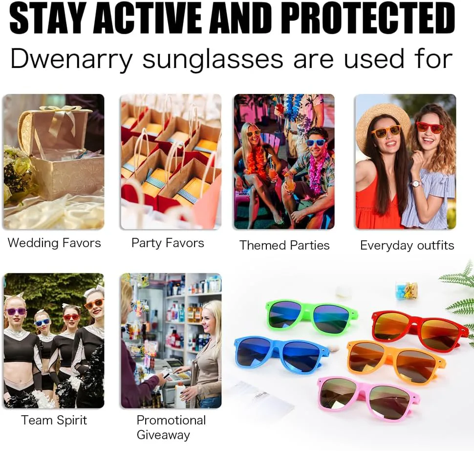 

Набор солнцезащитных очков для вечеринок — 12 винтажных пластиковых очков в стиле ретро для мужчин и женщин — сувениры для вечеринок Dwenarry, 12 Multicolor