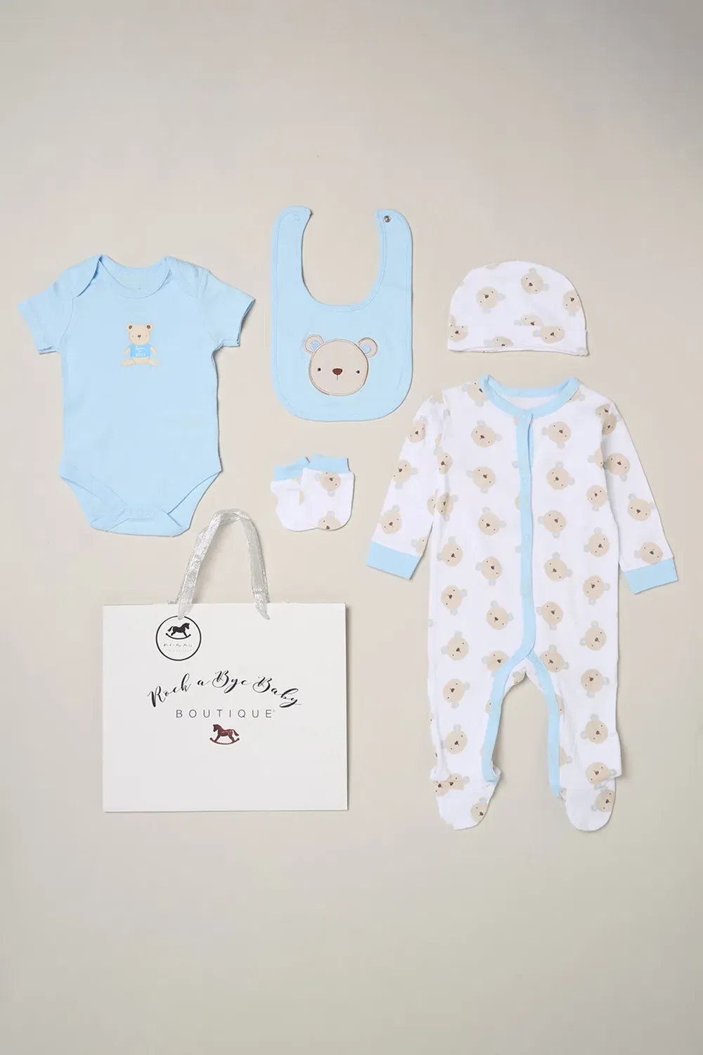 Детский комплект из 5 предметов с принтом медведя Rock A Bye Baby, Blue