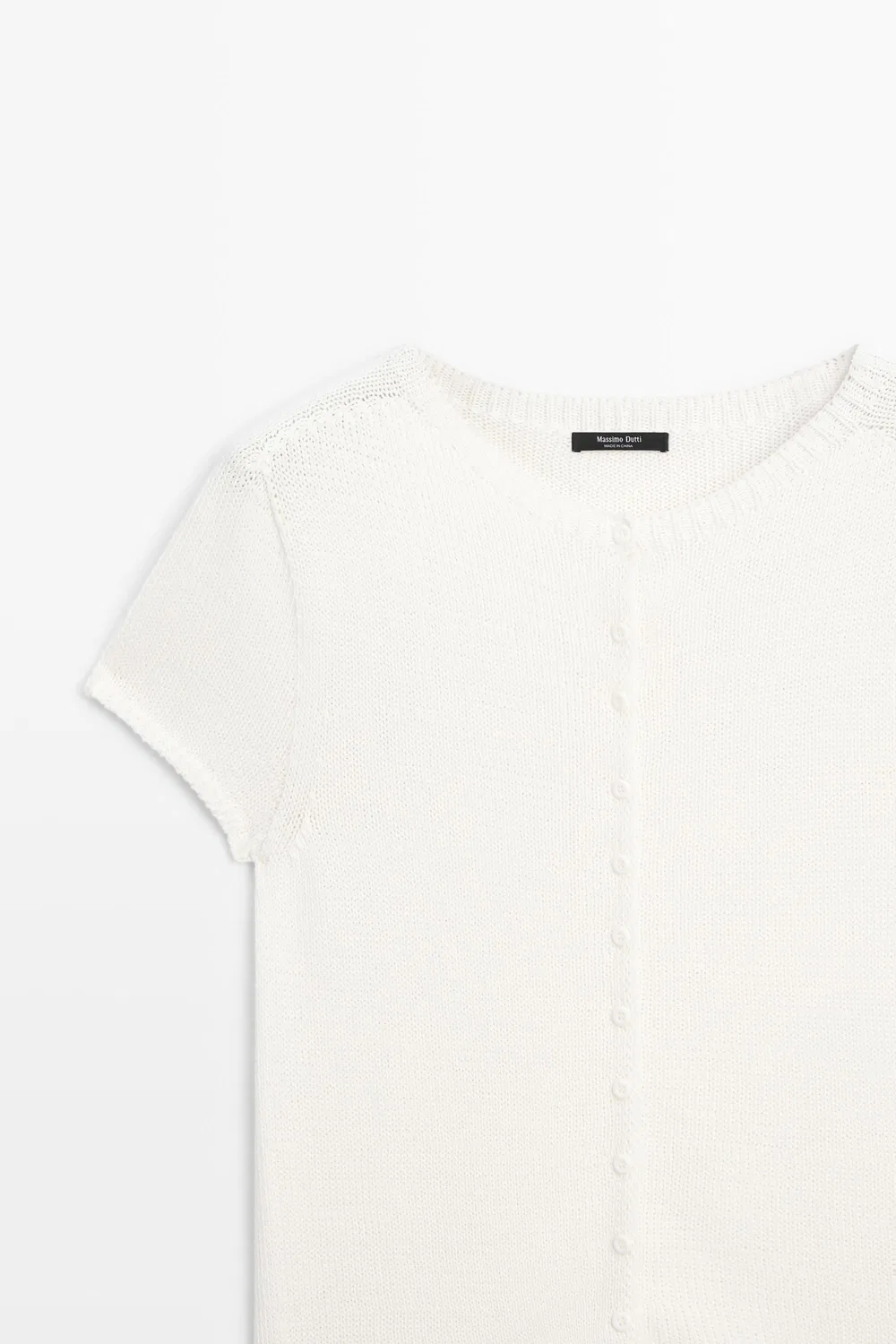 Кардиган Massimo Dutti Cotton Silk Blend Knit, белый — фото 4
