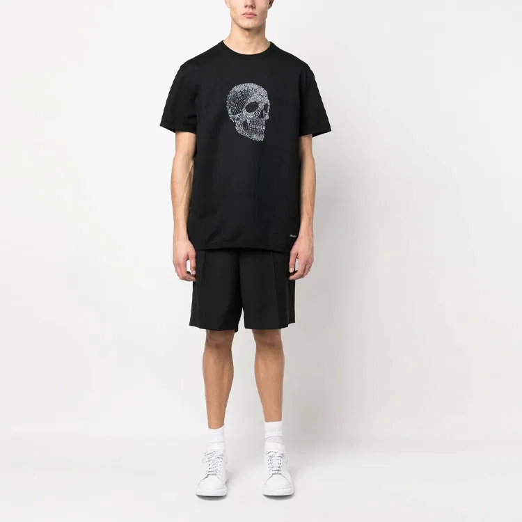 Мужская футболка с принтом черепа Skull-Print Cotton Alexander McQueen, Black — фото 3