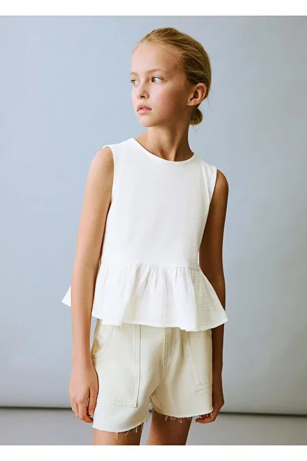 Детские шорты для девочек хлопковые Mango Kids, Pastel Yellow