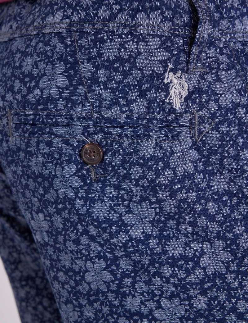 Мужские шорты U.S. Polo Assn. Floral Slub Canvas Mason, синий — фото 4