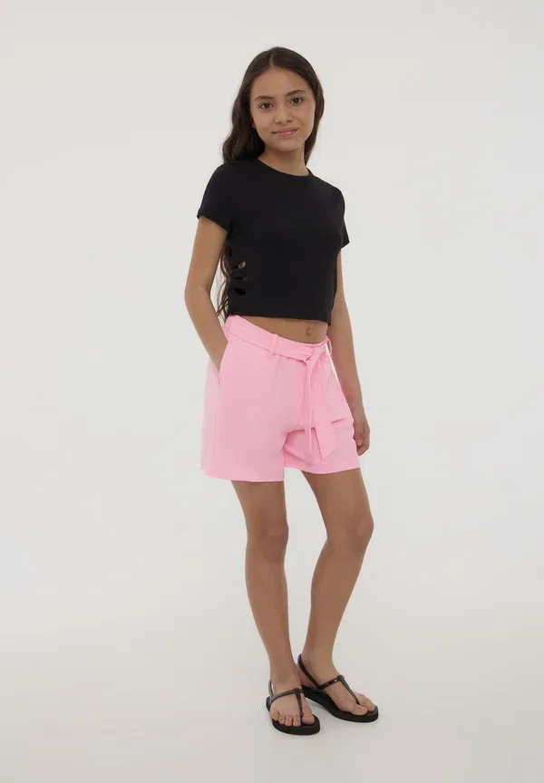 Футболка хлопковая Crop con dettagli cut-out Terranova, черный